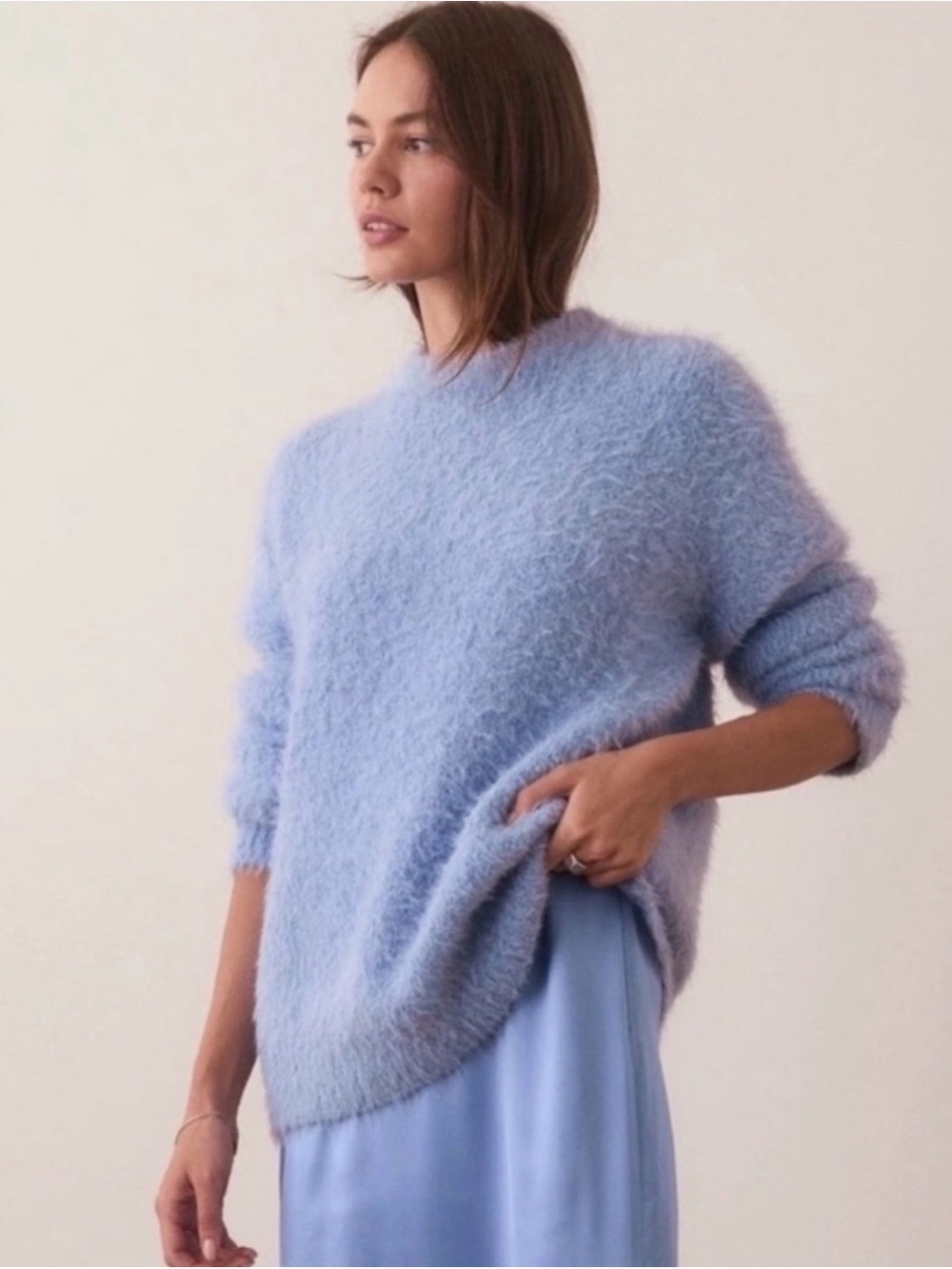 Marine Layer Teddy Eyelash Crewneck Sweater Hydrangea Size XL